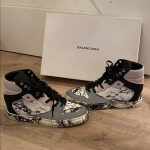 Balenciaga reflective high top marbled sneakers